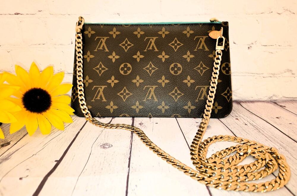 Louis Vuitton Neverfull "V" Monogram Canvas Pouch MM Crossbody